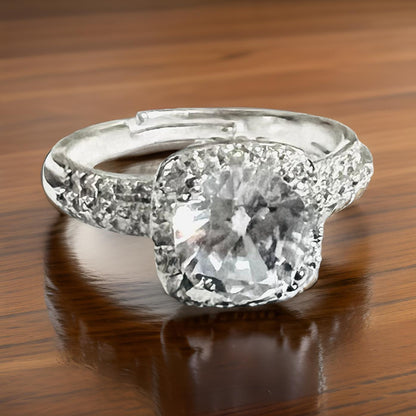 Luxe Radiance Silver-Plated Ring with Sparkling Artificial Diamond